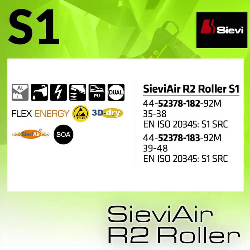 SieviAir R2 S1 lahka delovna obutev - tehnologije