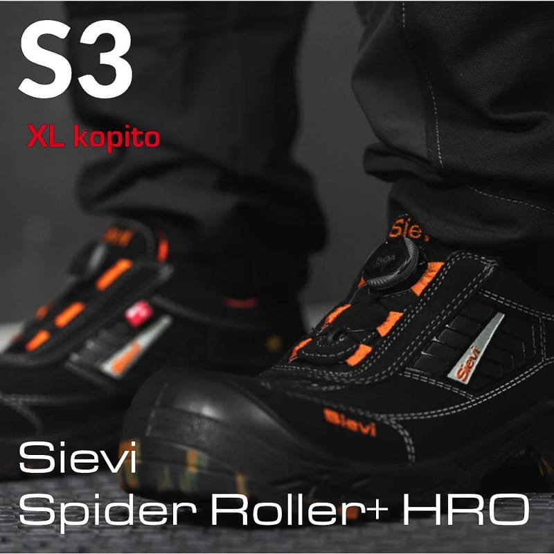 Sievi Spider Roller+ S3 HRO - nizki delovni čevlji tudi z XL kopitom - tematska
